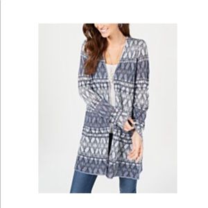 Open Front Carnigan - Hombre blue and white